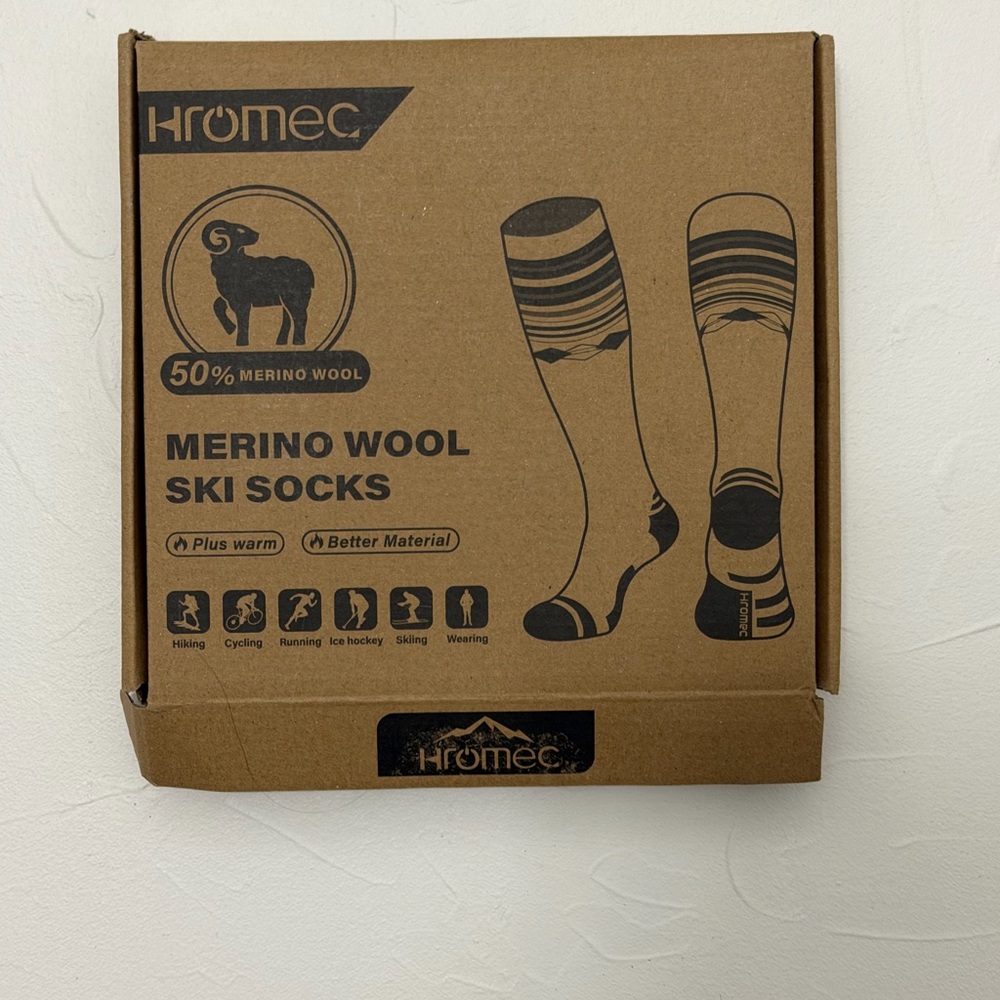 NWT 2-Pairs Merino Wool Ski Socks Size 6.5-8